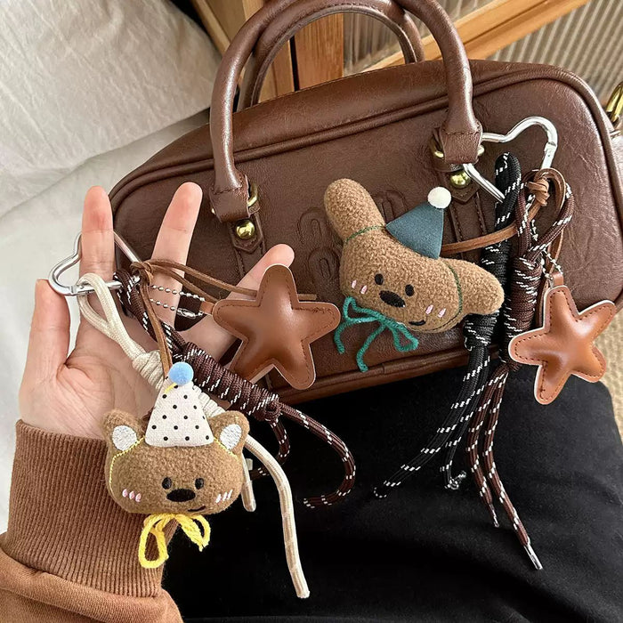 Wholesale Cute Plush Bear Bag Pendant Mountaineering Rope Hand Rope Cartoon Doll Hanging Car Keychain