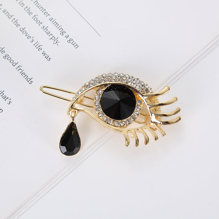 Wholesale fashion angel tears crystal frog clip creative eyes rhinestone clip girls' accessories