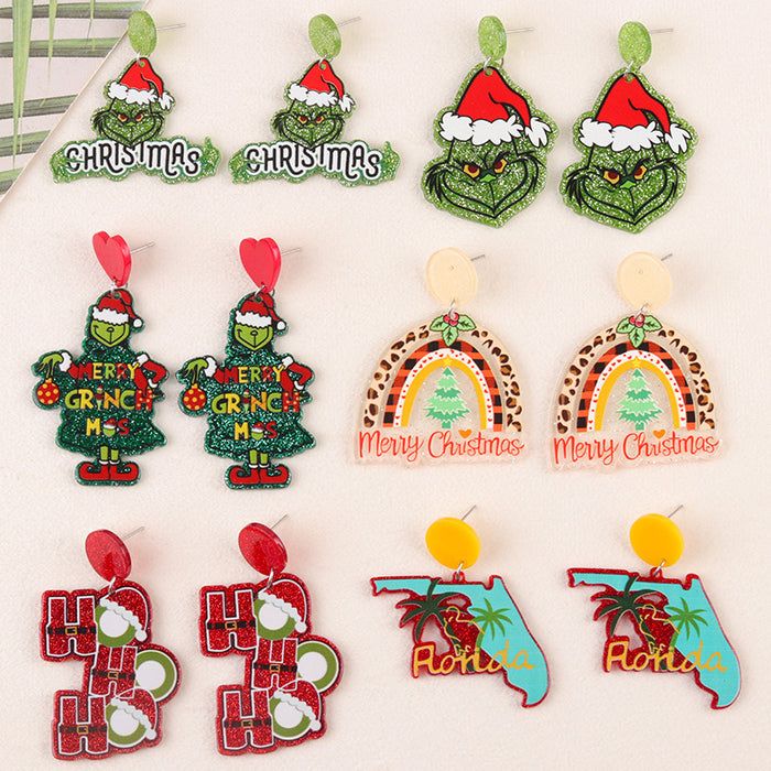 Wholesale Christmas Tree English Clown Acrylic Earrings Cartoon Pistol Earrings