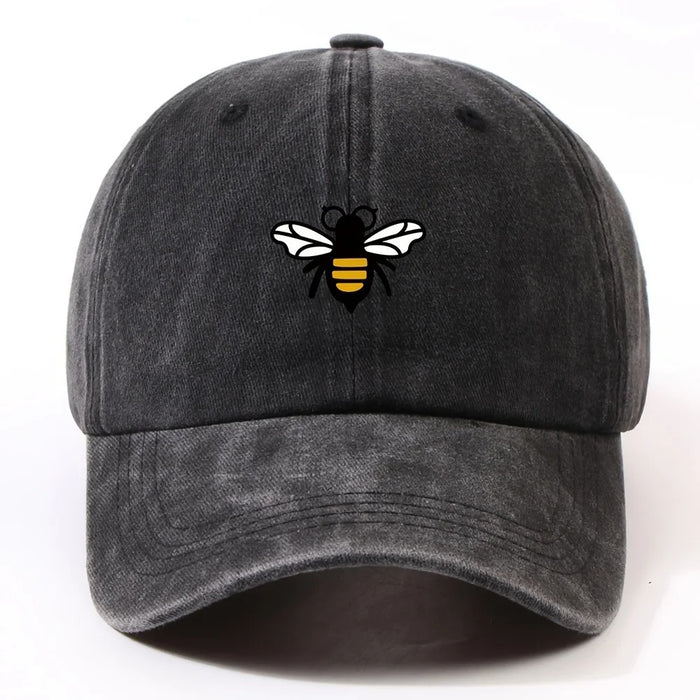 Wholesale Washed Distressed Cartoon Bee Print Baseball Cap Everyday Casual Fashion Accessory