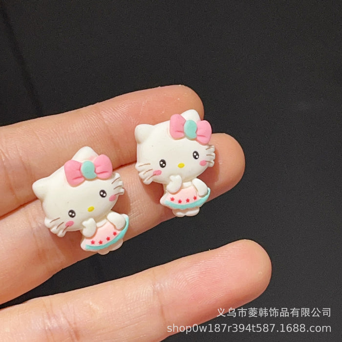 Wholesale Cute cat silver needle earrings,  simple and cute