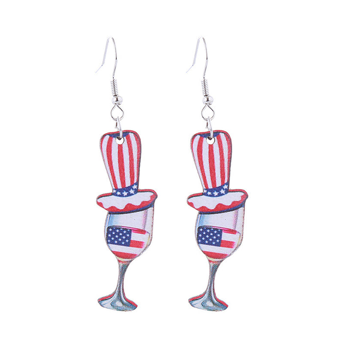 Wholesale Wooden Printed American Independence Day Earrings JDC-ES-ChouTteng013