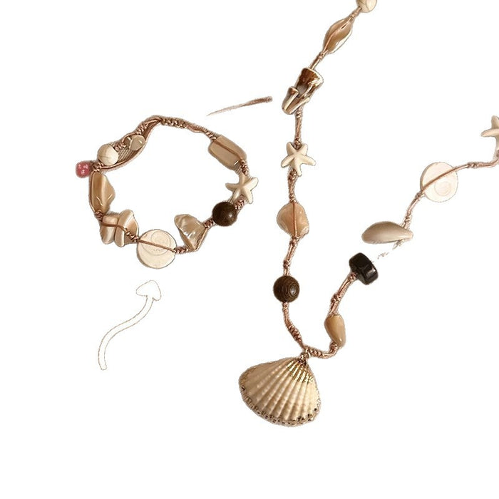 Wholesale Natural Stone Shell Necklace Seaside Clavicle Chain Bohemian Style Accessories