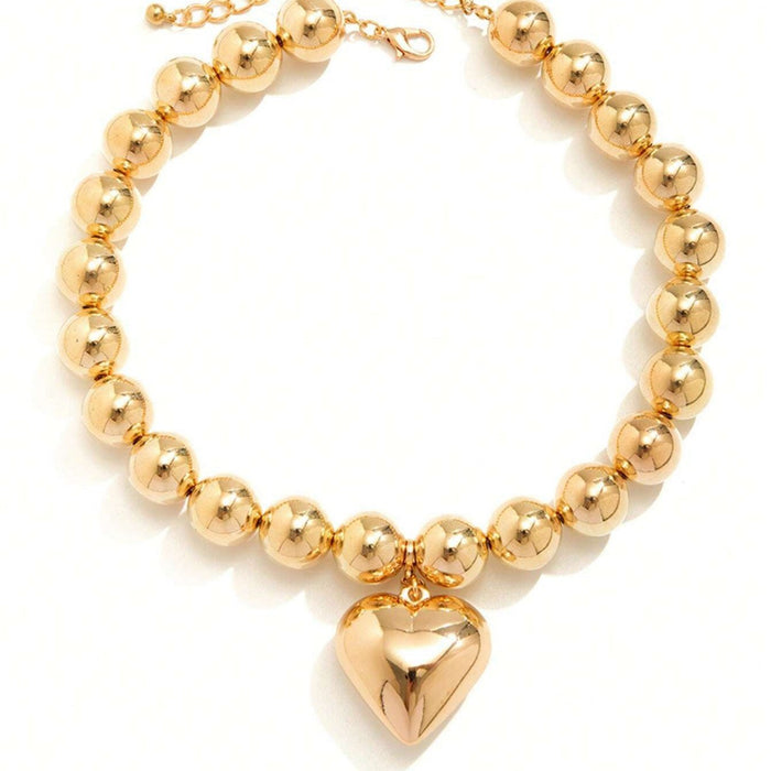 Wholesale Jewelry round beaded heart pendant necklace