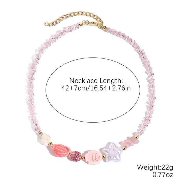 Wholesale Rice bead necklace, seashell, starfish, ceramic pendant, crystal necklace