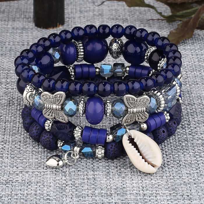 Wholesale Butterfly Crystal Multi-layered Multi-element Layered Stretch Bracelet JDC-BT-FeiYa008