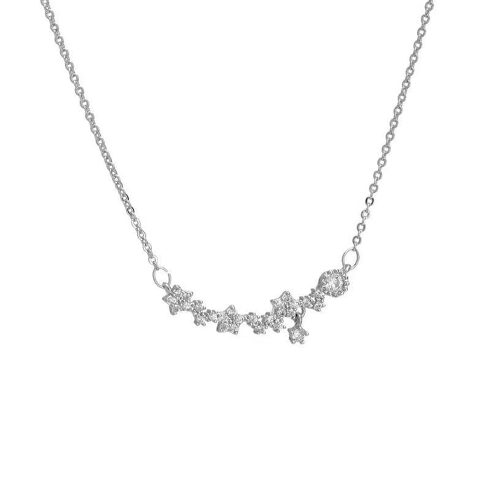 Wholesale Super sparkling zircon flower star necklace, light luxury, niche temperament, high-end accessory, collarbone chain necklace