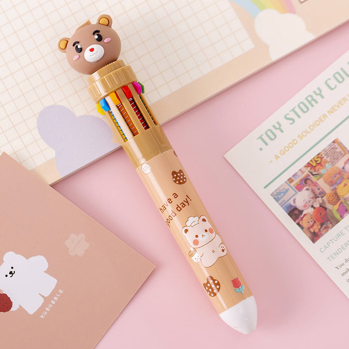 Wholesale Ballpoint pen cartoon milk fat cute bear creative multi-color hand account pen pressing color pen multi-color pen