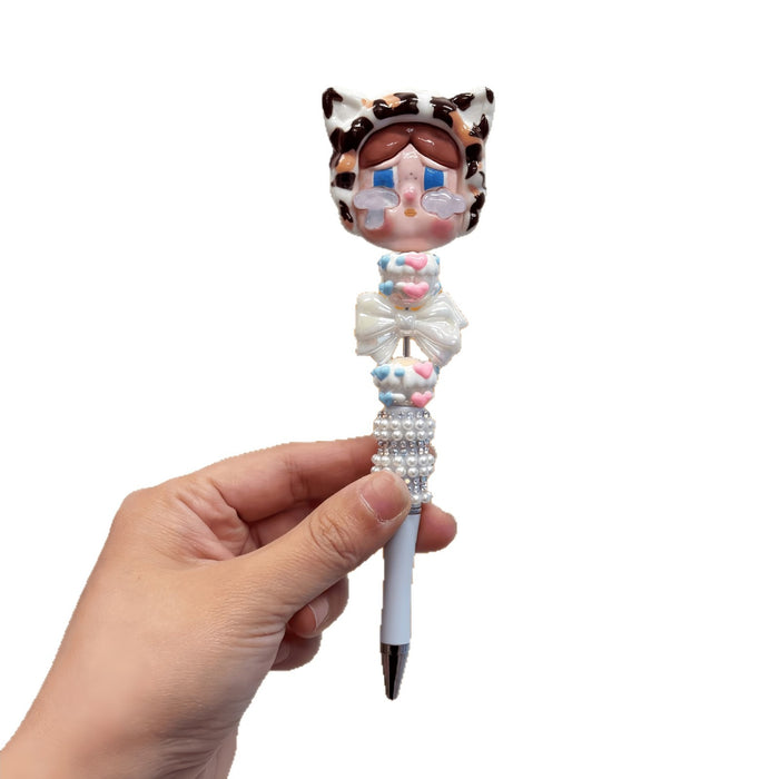 Wholesale DIY Beaded Cartoon Pen Set - 10 Colors Cute Cry Baby Girl Design for Students