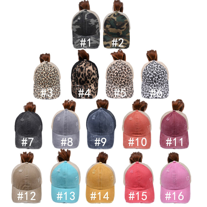 Wholesale Cotton Washed Cross Ponytail Baseball Cap JDC-HT-WenR003