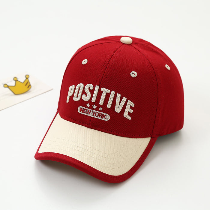 Wholesale Trendy Embroidered Letter Children S Baseball Cap Unisex Outdoor Sun Hat With Curved Brim Dark Blue Beige