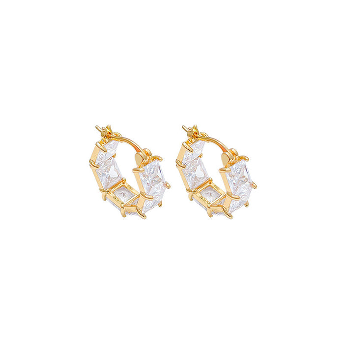 Wholesale Super sparkling exquisite gold diamond inlaid zircon earrings, light luxury, niche high-end feeling, new earrings and earrings
