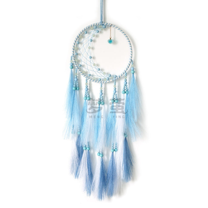 Wholesale Romantic Star Moon Dream Catcher Hand-Knitted Simulated Feather Wall Hanging Home Decor MOQ≥2