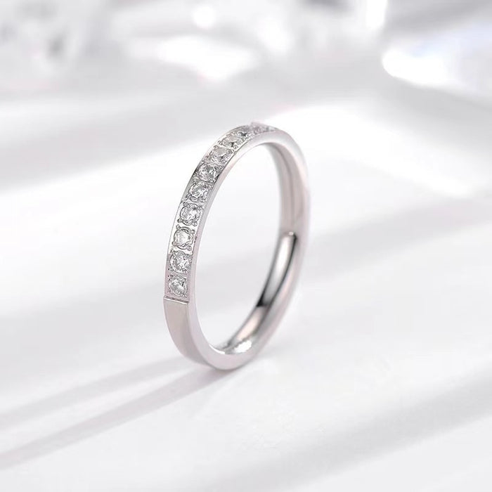 Wholesale 2pcs Light Luxury Thin-Band Ring — Versatile &  Stackable — Stylish Stainless Steel with Diamond Accents