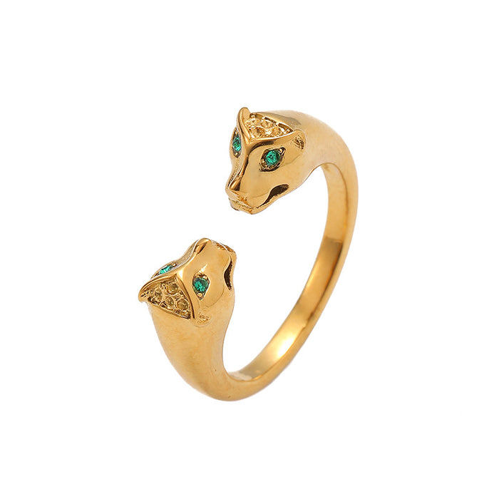 Wholesale Ring made of titanium steel that does not fade, inlaid with diamonds, open mouth ring, niche, light luxury, women's fashion ring wholesale