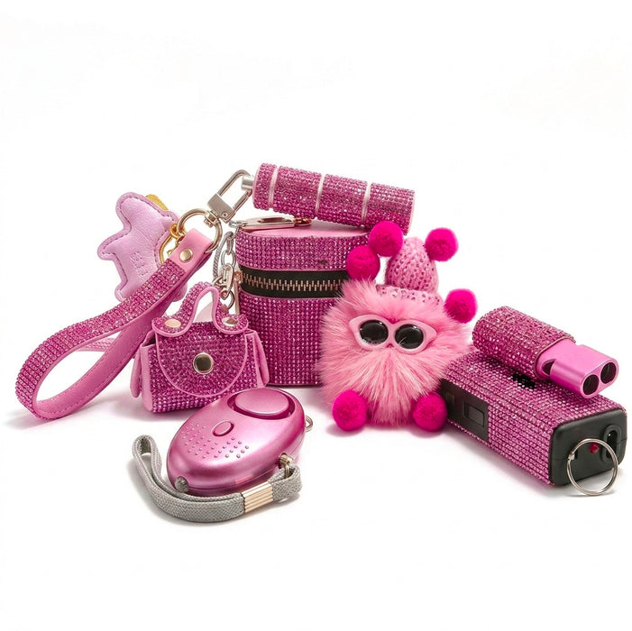 Wholesale Stainless Steel 7 In 1 Women Safety Alarm Kit Personal Self Defense Keychain Set