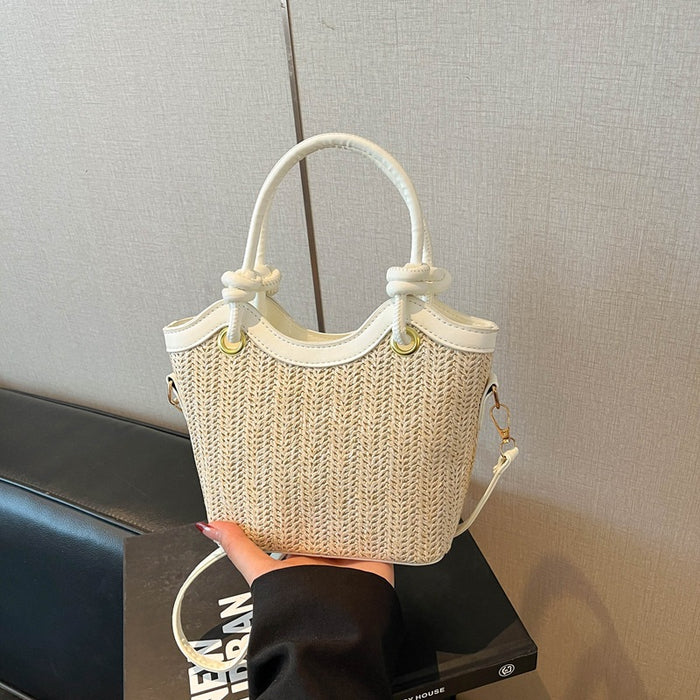 Wholesale Trendy Straw Woven Bucket Bag with Detail for Daily Use Fashion Accessory