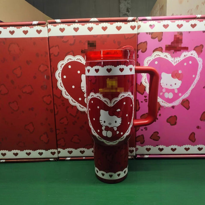 Wholesale 2pcs 40oz Cute Cartoon Straw with Handle,  Portable Stainless Steel Ice Bullies Cup