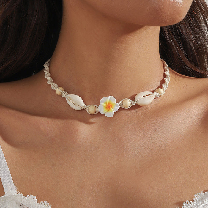 Wholesale Handmade Soft Clay Egg Flower Shell Jewelry Set Pink Beach Style Fashion Accessory