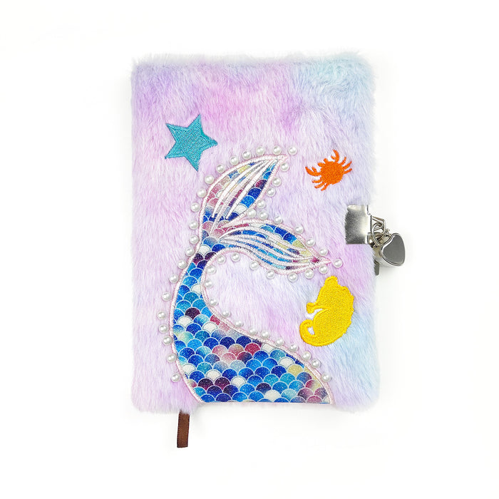 Wholesale Mermaid Pearl Notebook Cute Animal Plush Cover Blank Pages