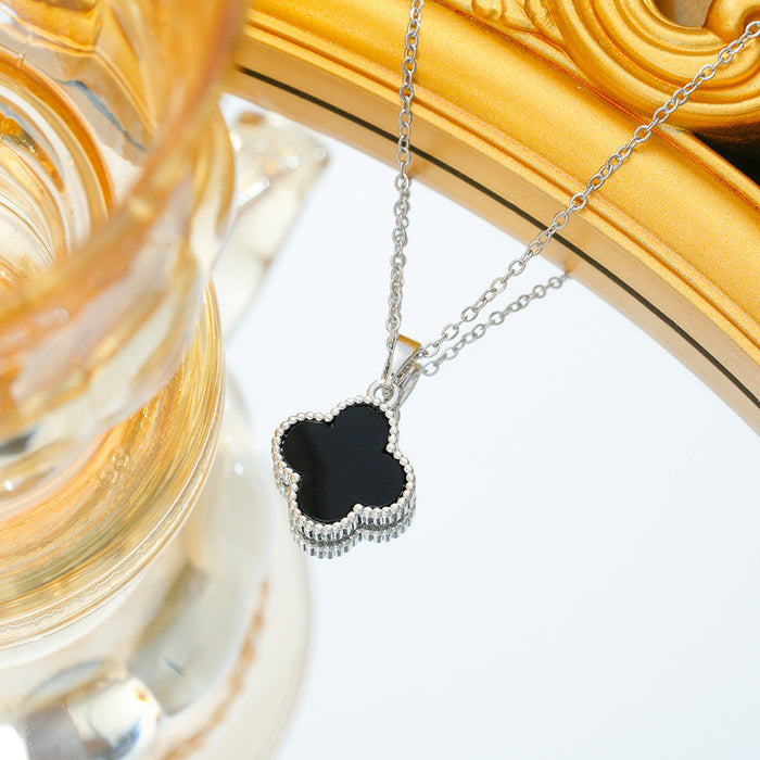 Wholesale Gold titanium steel  four-leaf clover necklace women's clavicle chain women