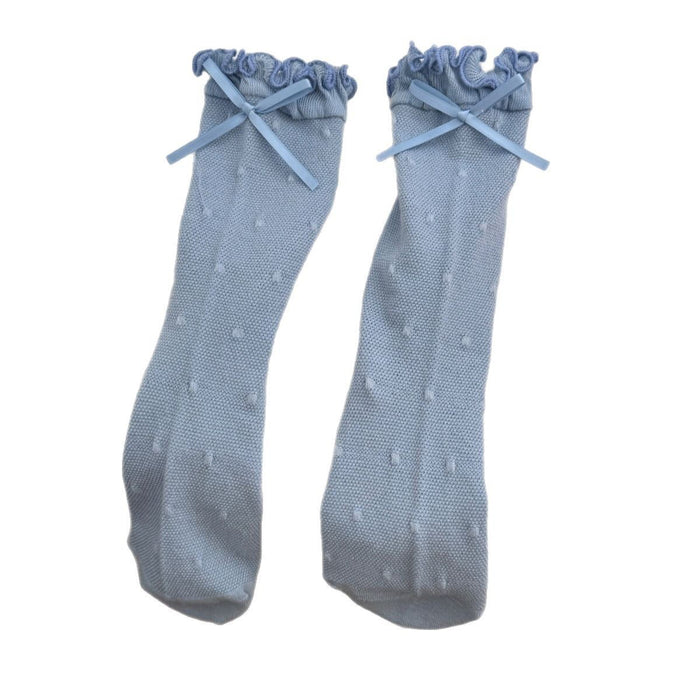 Wholesale Cute mid length socks with butterfly bow and polka dot cotton socks, sweat absorbing and breathable boneless socks
