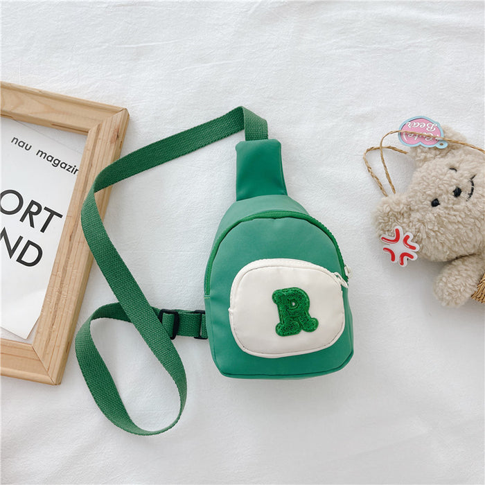 Wholesale Fashion letter crossbody small chest bag, contrasting color coin purse, baby outdoor accessory bag, children's bag