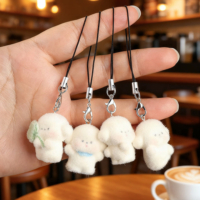 Wholesale 3D Flocked Resin Dog Keychain