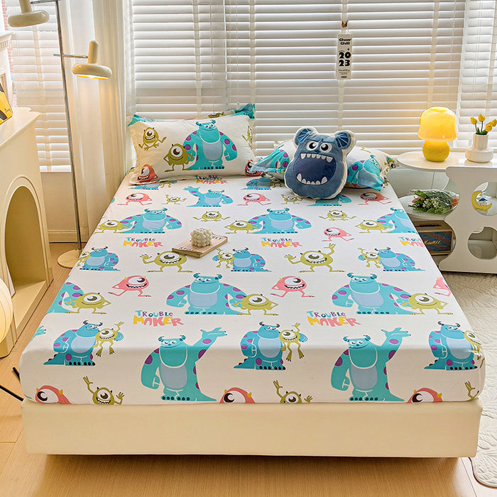 Wholesale A-level Cloud Washed Cotton Cute Cartoon Girl Heart Dormitory Bed Sheets JDC-SEE-AiErMei008