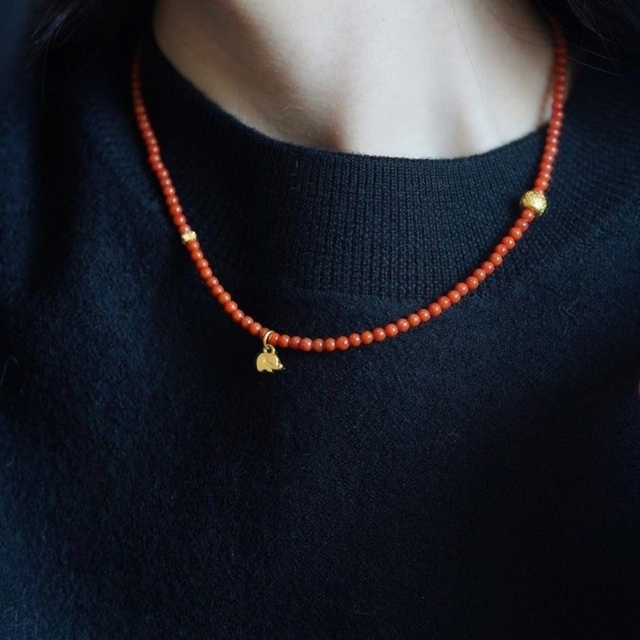 Wholesale Red Agate Necklace Full Color Flesh Small Rice Beads Clavicle Chain Necklaces