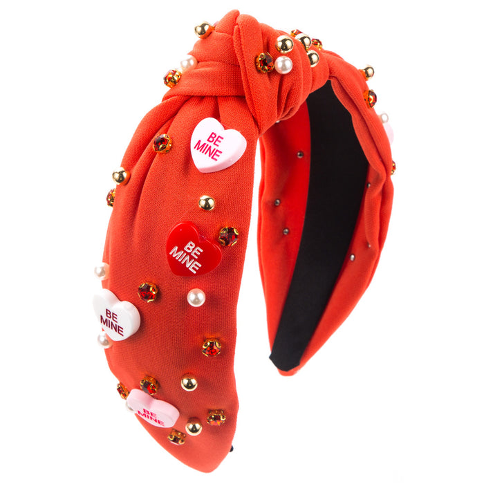 Wholesale Heart-shaped headband with rhinestones and pearls for Valentine' s Day