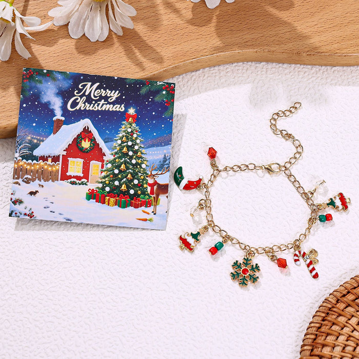 Wholesale Christmas Red and Green Acrylic Bracelet with Snowflake Bell Accessory