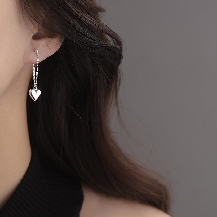 Wholesale Love simple earrings heart-shaped earrings long style, niche and high-end temperament