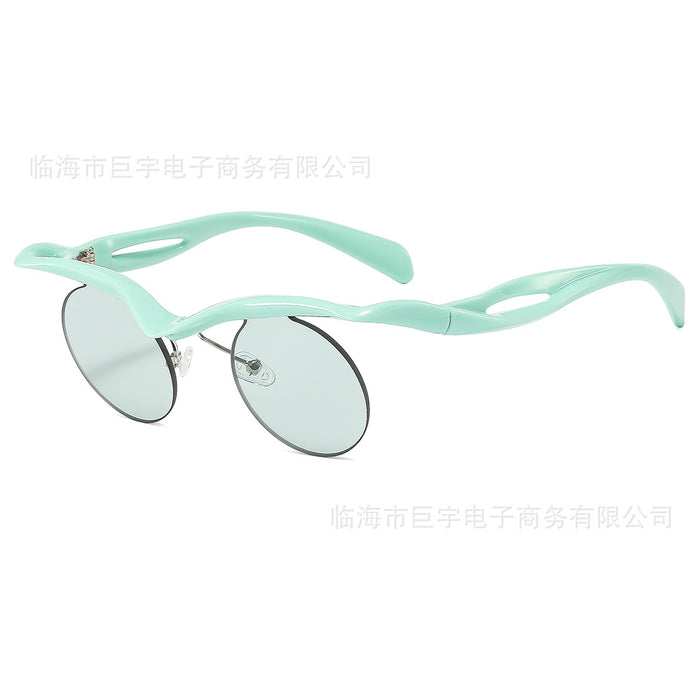 Wholesale Fashionable circular frameless sunglasses designer with a high-end feel, sunshade sunglasses for street photography trend