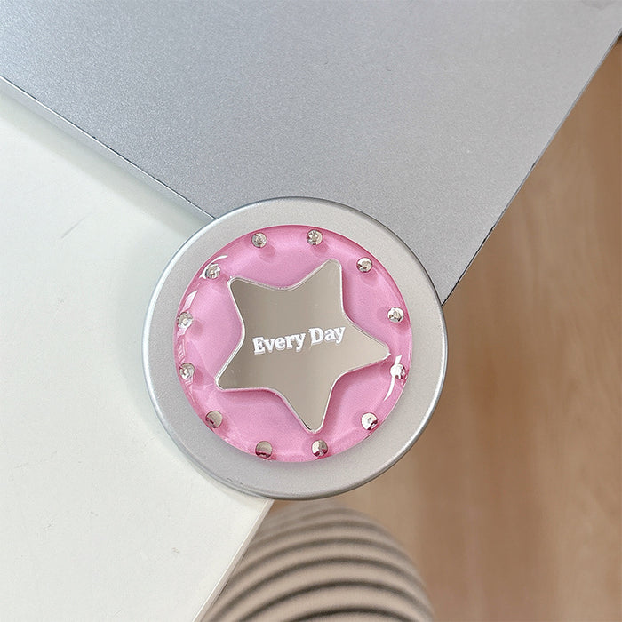 Wholesale Simple Star Design Desktop Retractable Phone Holder with Rhinestone Mirror
