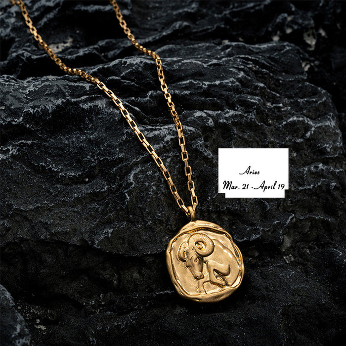 Wholesale Titanium Steel Zodiac Oval Pendant Necklace