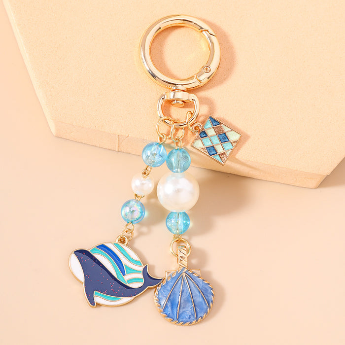 Wholesale Marine animal whale shell metal keychain