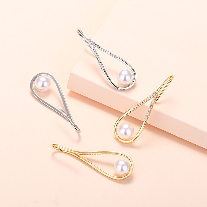 Wholesale water drop earrings women's small zircon pearl earrings gold-plated jewelry