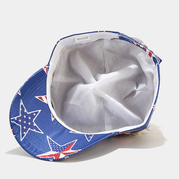 Wholesale American flag five-pointed star striped wig baseball cap