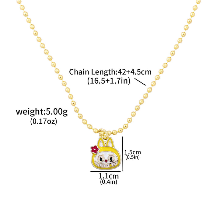 Wholesale Necklace Earrings  Cartoon Cute Metal Enamel Set Pendant Ear Pin Holiday Gift