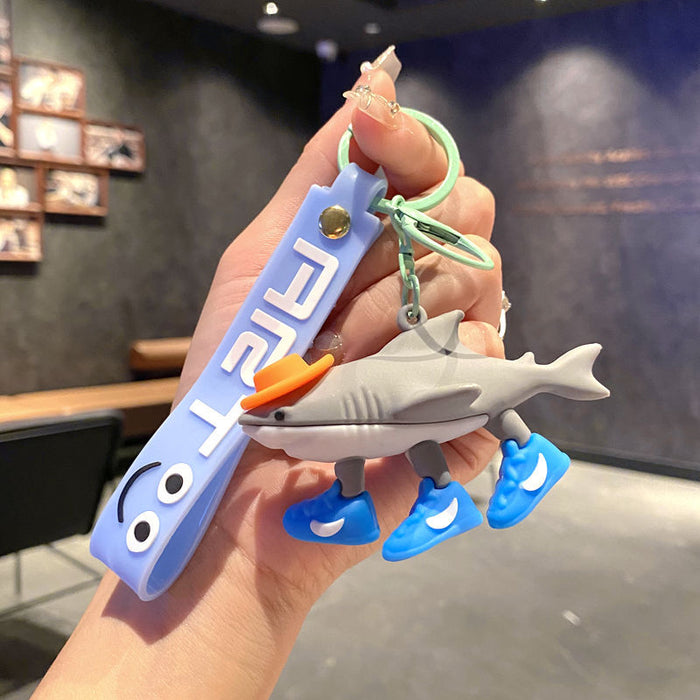 Wholesale Cartoon Shark Bag Charm Keychain Metal Car Key Accessory MOQ≥2