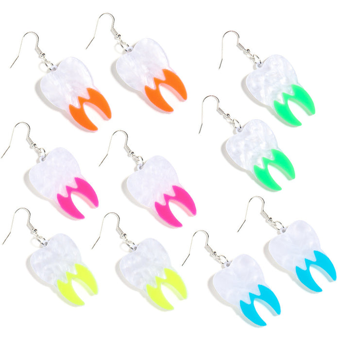 Wholesale Acrylic Halloween Colorful Stitching Teeth Earrings JDC-ES-Zhanh003