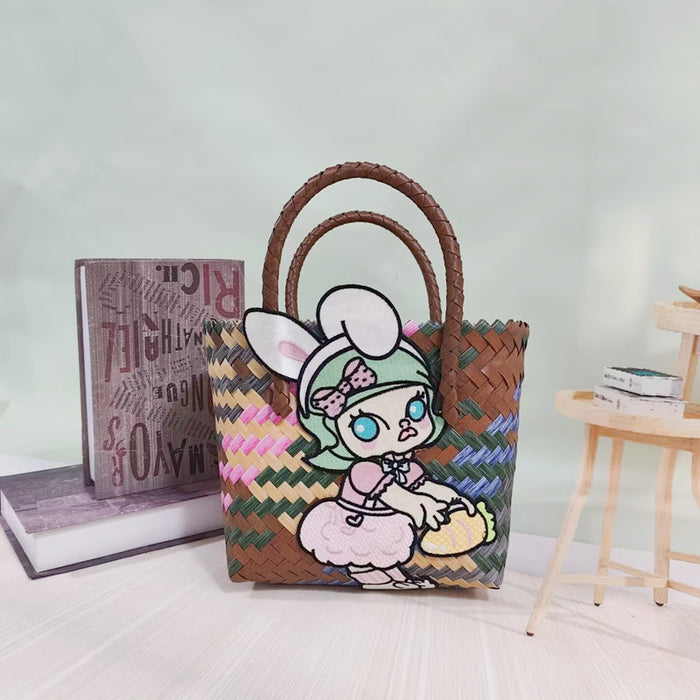 Wholesale Woven Basket Bag Shoulder Hand Bag Cute Rattan Cloth Cartoon Woven Bag