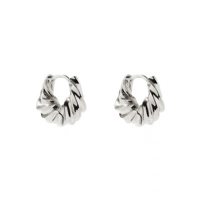 Wholesale Geometric metal 14K brass twisted horn-shaped hoop earrings