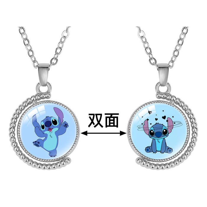 Wholesale Creative double-sided rotating cartoon character pendant necklace