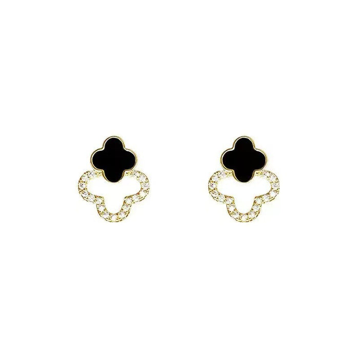 Wholesale New Four Leaf Clover Earrings, niche design, commuting fashion, versatile temperament, silver needle earrings wholesale