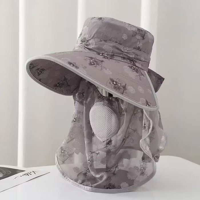 Wholesale Ice silk cool sun protection hat for women, summer full face sun hat, UV resistant tea picking hat, large brim