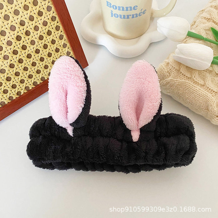 Wholesale Cute Rabbit Ear Headband for Women Face Wash and Beauty Headband Hair Accessories Flannel Headwear Factory
