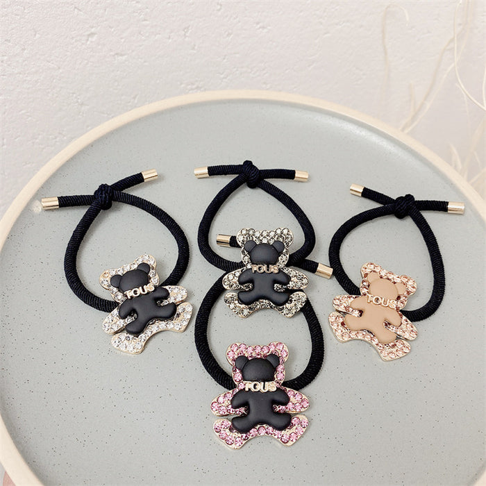 Wholesale Crystal Bear Black Hair Tie JDC-HS-DH009