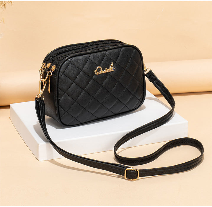 Wholesale PU large Capacity Three Zipper V-shaped  Heart Embroidery Shoulder Bags  JDC-SD-Hongy002